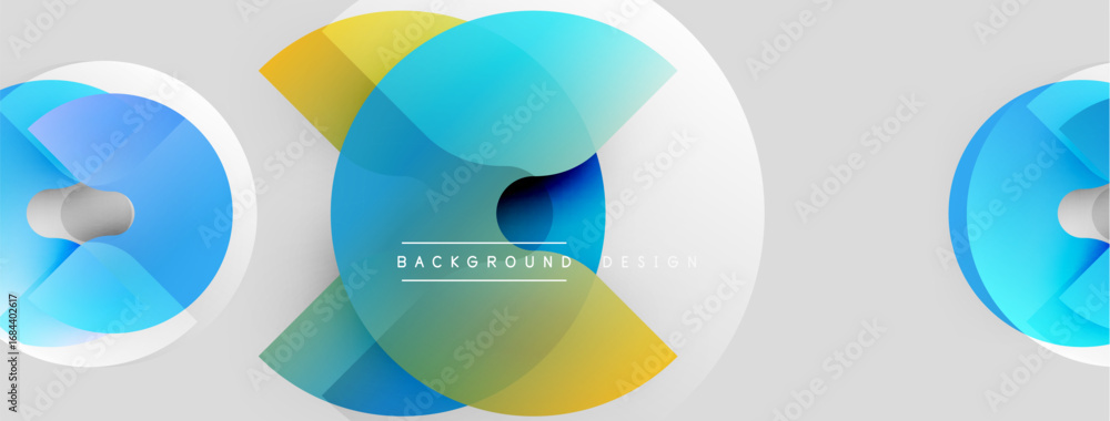 Poster abstract geometric shapes, blue, yellow gradients. modern design elements create dynamic visual impa