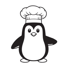 Vector art of a charming penguin chef with a toque, ready to whip up culinary delights in a whimsical and delightful illustration