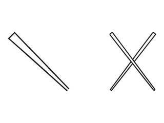 Chopsticks Outline Icon Set Asian Cuisine Utensils Sushi Eating Minimalist Design Two Different Positions Isolated White Background