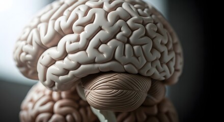 Detailed anatomical model of a human brain, showcasing its complex structure.