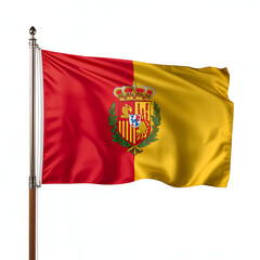 High quality realistic Andorra textile flag with satin fabric and stitched edges isolated on white