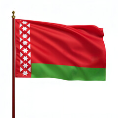 Naklejka premium High quality realistic Belarus textile flag with satin fabric and stitched edges isolated on white