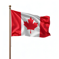 High quality realistic Canada textile flag with satin fabric and stitched edges isolated on white