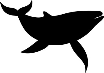 Whale Silhouette Vector Illustration | Ocean Marine Animal Sea Life Design