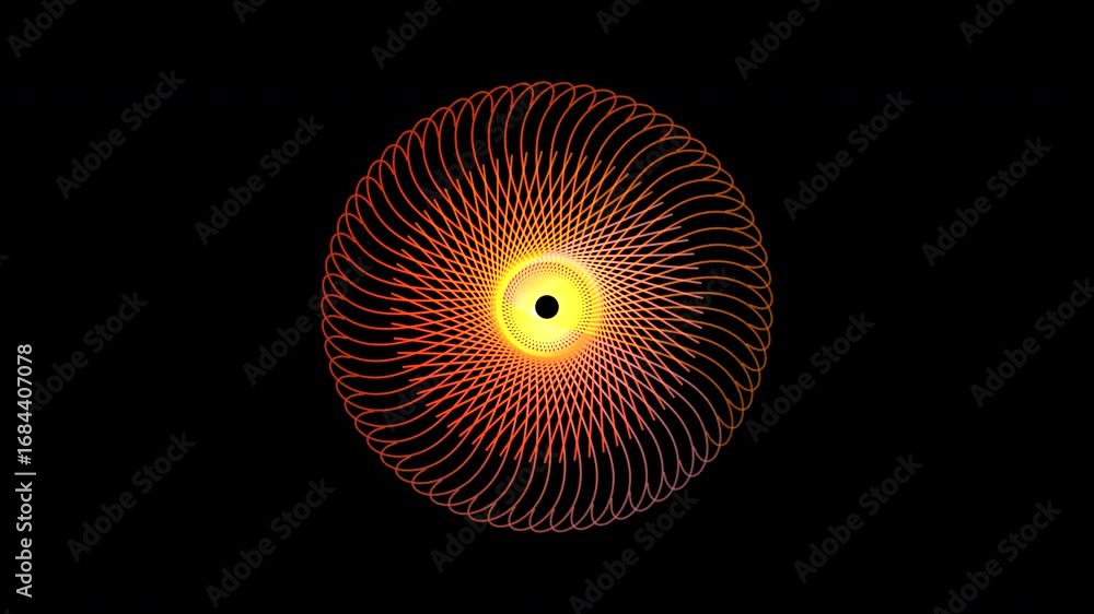 Poster vivid stylish circular geometric shape patterns animate on black screen