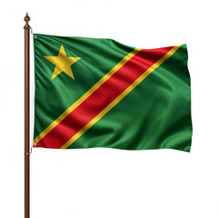 High quality realistic Costa Rica textile flag with satin fabric and stitched edges isolated on white