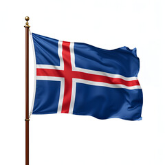 High quality realistic Iceland textile flag with satin fabric and stitched edges isolated on white