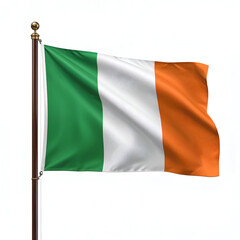 Fototapeta premium High quality realistic Ireland textile flag with satin fabric and stitched edges isolated on white