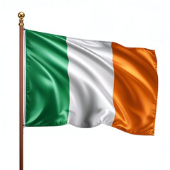 High quality realistic Ireland textile flag with satin fabric and stitched edges isolated on white