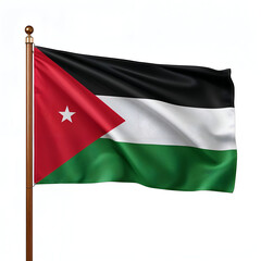 High quality realistic Jordan textile flag with satin fabric and stitched edges isolated on white