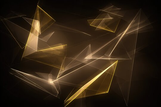 Abstract gold triangles on black background