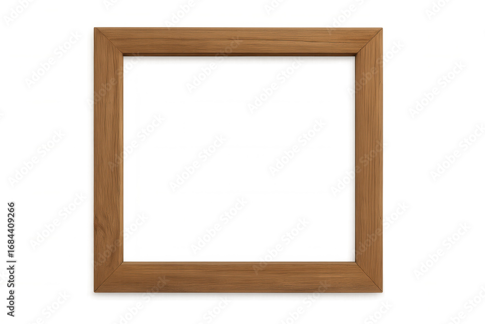 Poster wooden picture frame on transparent background, creating a customizable backdrop for displaying artw