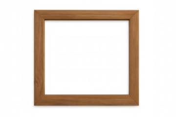 Wooden picture frame on transparent background, creating a customizable backdrop for displaying artwork or photographs