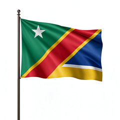 High quality realistic Lesotho textile flag with satin fabric and stitched edges isolated on white