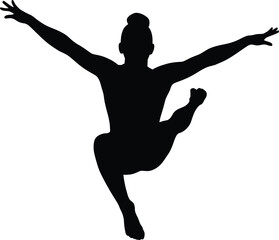 Fototapeta premium Gymnast performing dynamic pose silhouette black