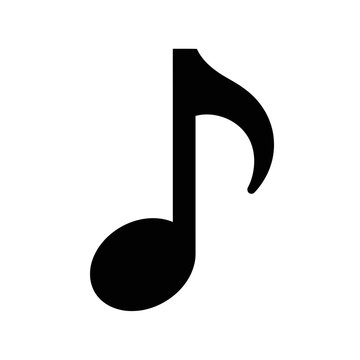 Simple black musical note symbol on white evokes melody and harmony design element illustration