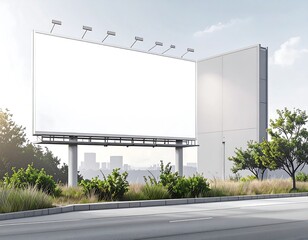 Obraz premium Blank billboard on a city highway