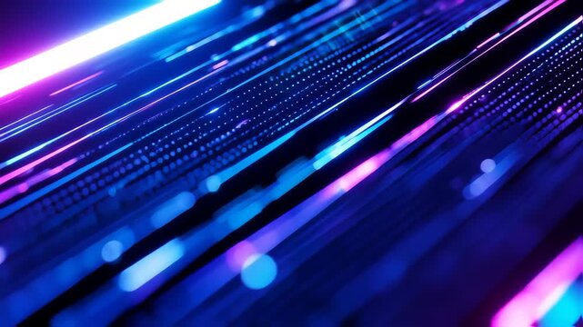Abstract streaks of vibrant blue and purple light, creating a dynamic and energetic composition