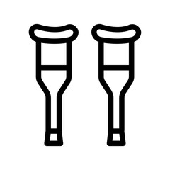 Crutches Line Icon of Hand Gestures and Emojis Icon Set