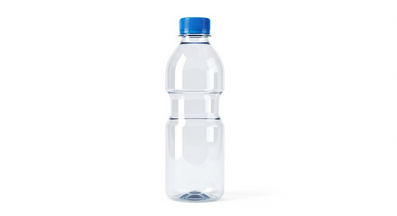 Fototapeta premium Clear Plastic Water Bottle with Blue Cap on Isolated transparent background
