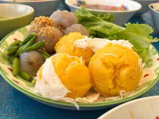 close up Toddy palm cake on table