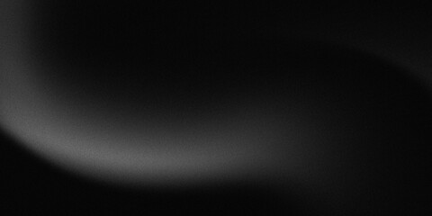 Abstract glowing gradient shapes in grey, black, white on a rough black background. Header, cover, poster, design.