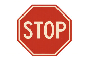 Red stop sign with white border and letters on a transparent background, emphasizing traffic regulations and safety