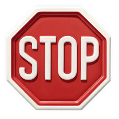 Classic red octagonal stop sign with bold white letters clearly displaying the word stop transparent background