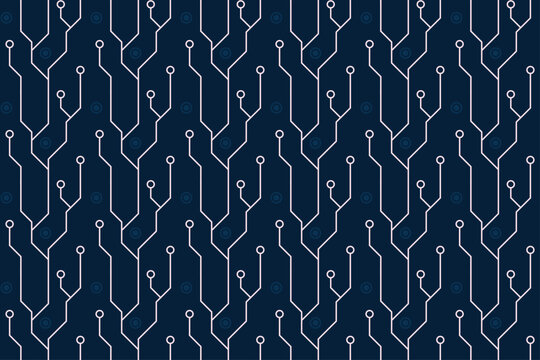 Blue Circuit Board Seamless Pattern