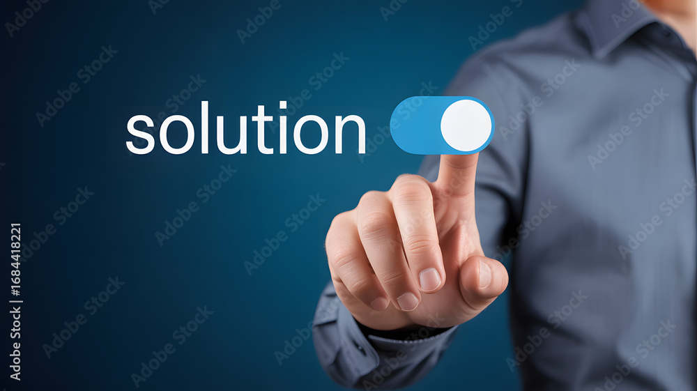 Poster finding innovative solutions with a simple click, business technology