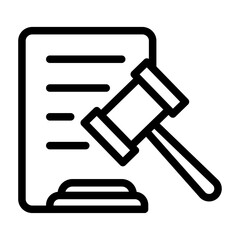 Court Document with Gavel Line Icon of Legal and Justice Icon Set