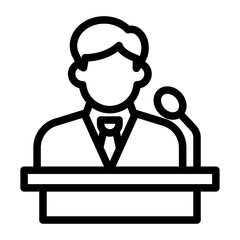 Public Speaker Line Icon of Government and Public Icon Set