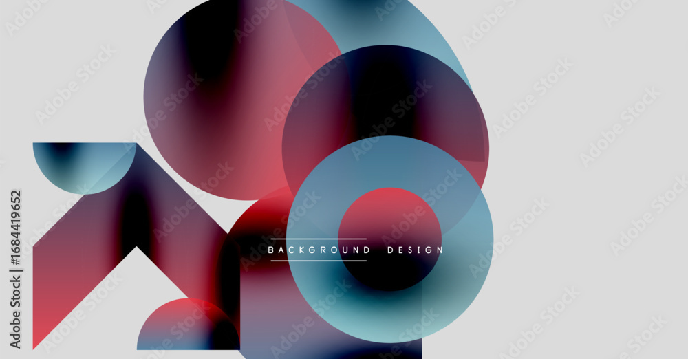 Aufkleber abstract geometric shapes overlap, creating vibrant color blends. modern design features smooth grad