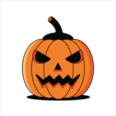 A spooky pumpkin vector with scary face in flat cartoon 2D style. Great for Halloween posters, cards, and seasonal artwork.
