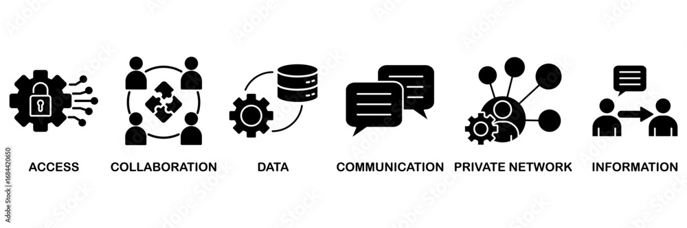 Poster intranet banner web icon vector illustration concept for global network system with icon of access, 