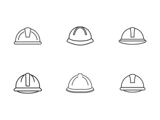 Fototapeta premium Line Art Construction Helmet Set Vector Illustration for Safety Equipment and Building Site Graphics Minimalist Design