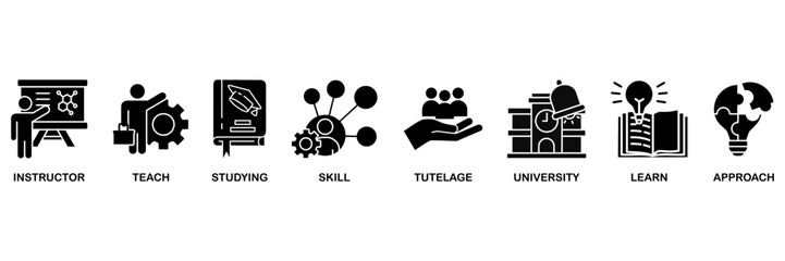 Tutoring banner web icon vector illustration concept for instructor, teach, studying, skill, tutelage, university, learn and approach