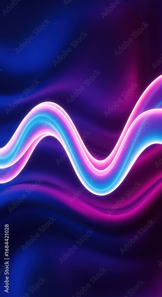 Poster dynamic neon lines create a captivating abstract design with flowing curves and vibrant color gradie