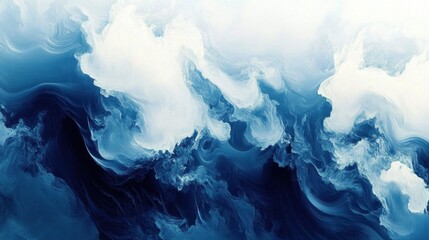 Ethereal Blue Abstract Waves Flowing in Artistic Design Art Collection digital piece that