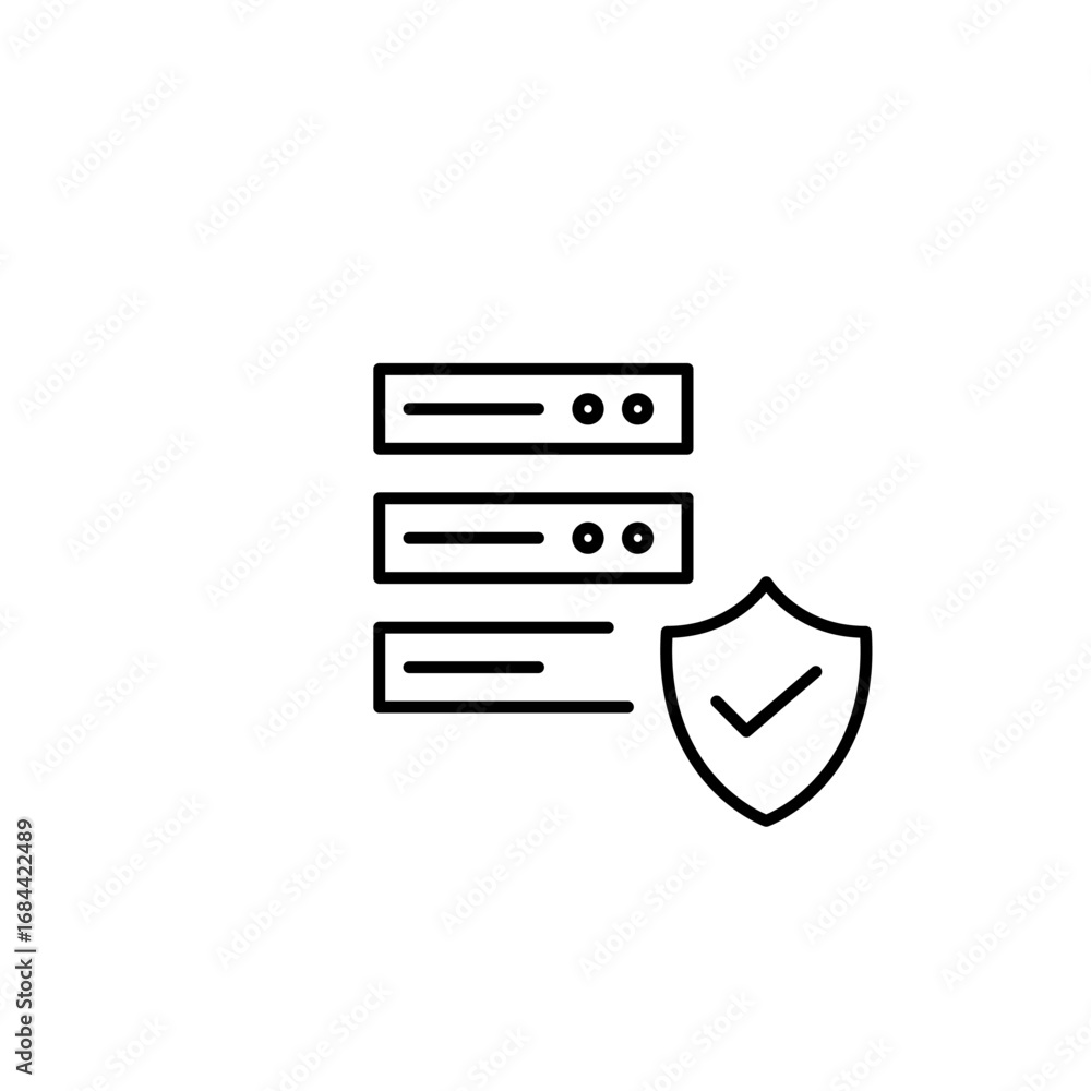 Poster verified server security, trusted data hosting, secure server access, approved infrastructure, prote