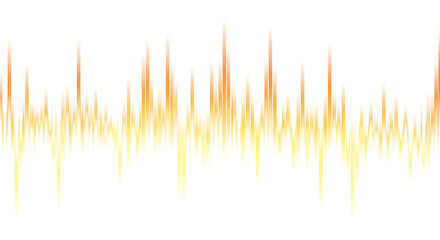 Vibrant abstract sound wave visualization with warm orange and yellow gradient bars against white