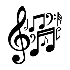 Harmonic vibrations: An expressive composition of musical notes in a silhouette design