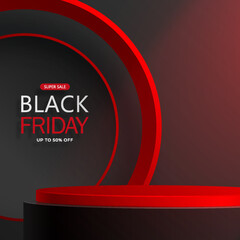 3d Round podium stage for Black Friday sale poster