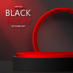 3d Round podium stage for Black Friday sale poster
