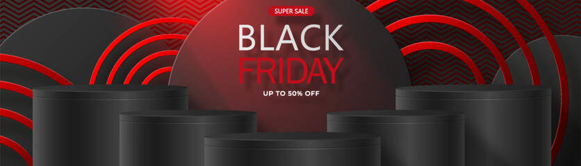 3d Round podium stage for Black Friday sale poster