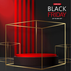 3d Round podium stage for Black Friday sale poster