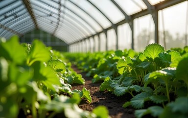 Organic Vegetable Gardening in Modern Greenhouse Sustainable Farming Practices and Fresh Produce Cultivation. High quality