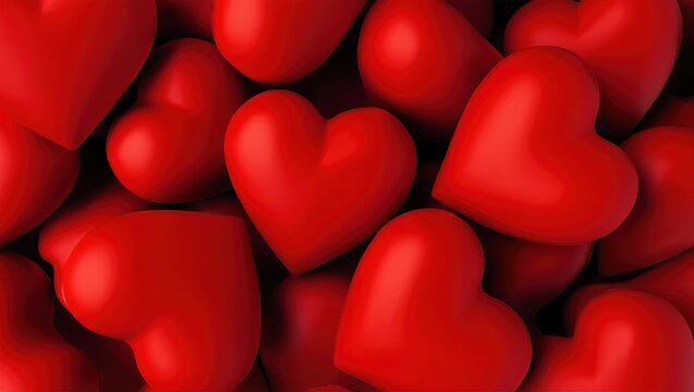 Bright red hearts scattered across a sleek black background, romantic and bold.