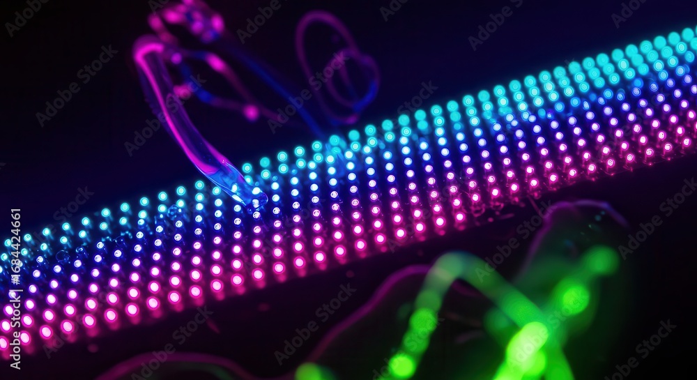 Aufkleber vibrant display of multicolored led lights showcasing a dynamic array of colors, creating an electri