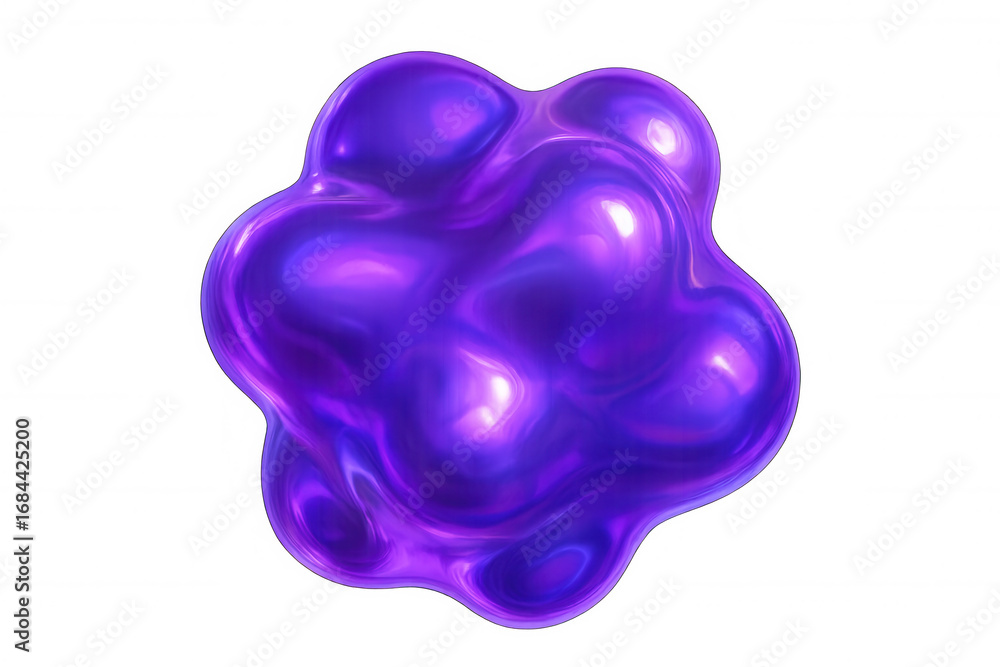 Aufkleber morphing purple fluid creating an abstract blob on a transparent background, perfect for digital art